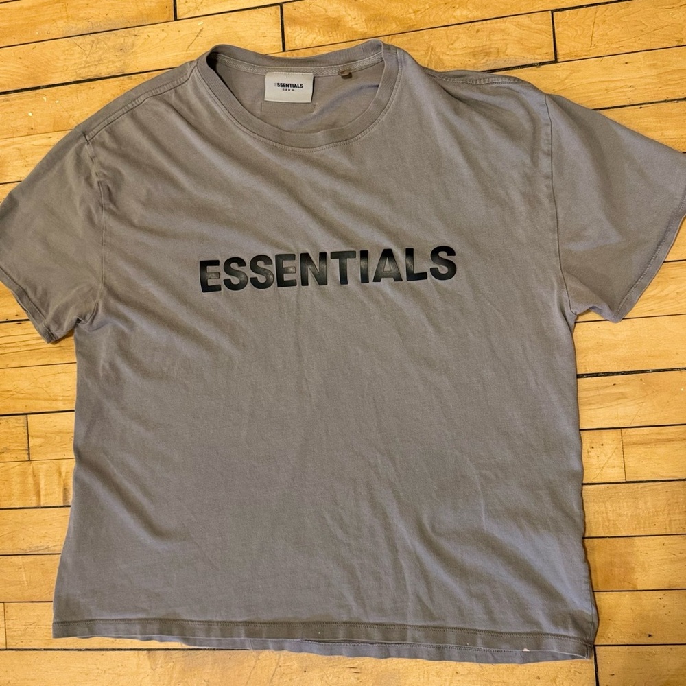 SOLD! SOLD! Fear of God FOG Essentials Taupe Boxy Tee Applique Logo FW20 Medium